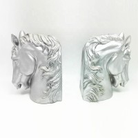 wholesale custom made silver horse head bookends for decoration