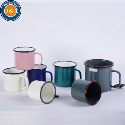 Large Ceramic Enamel Camping Mug 500ML Enamel Imitation Ceramic Mugs for Coffee